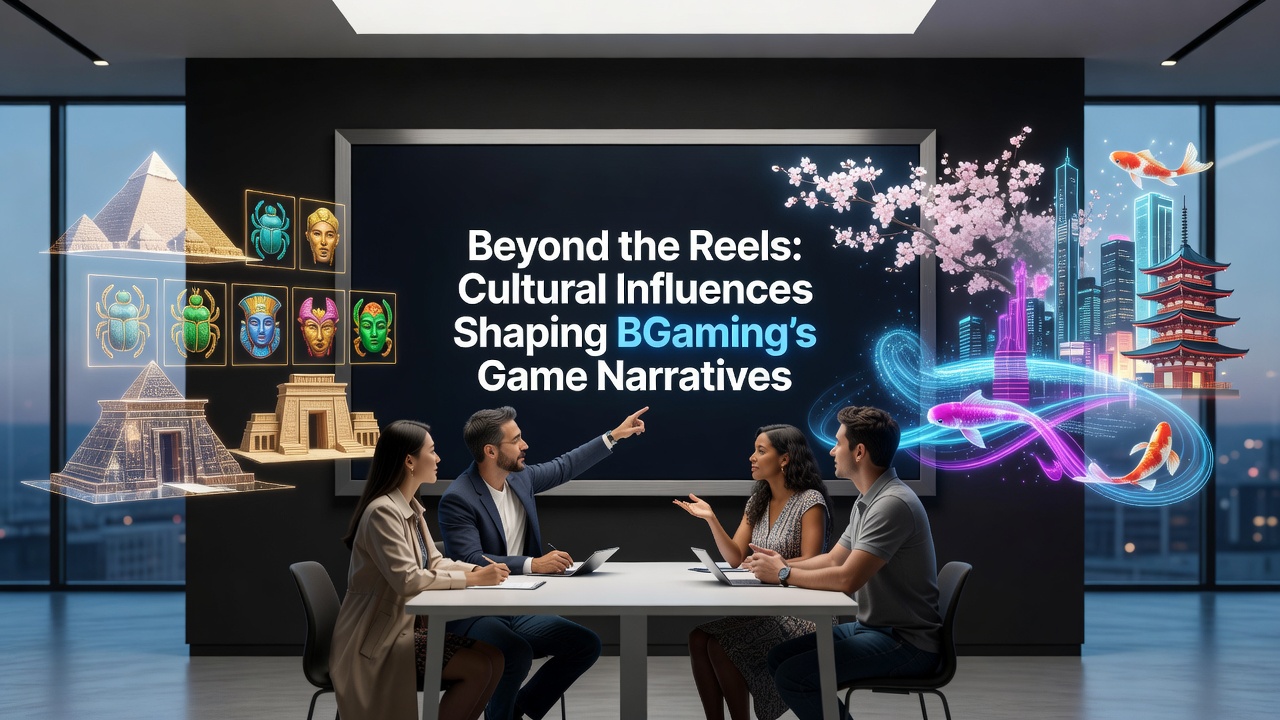 BGaming slot interface displaying intricate cultural motifs from various global traditions integrated into reel symbols and backgrounds