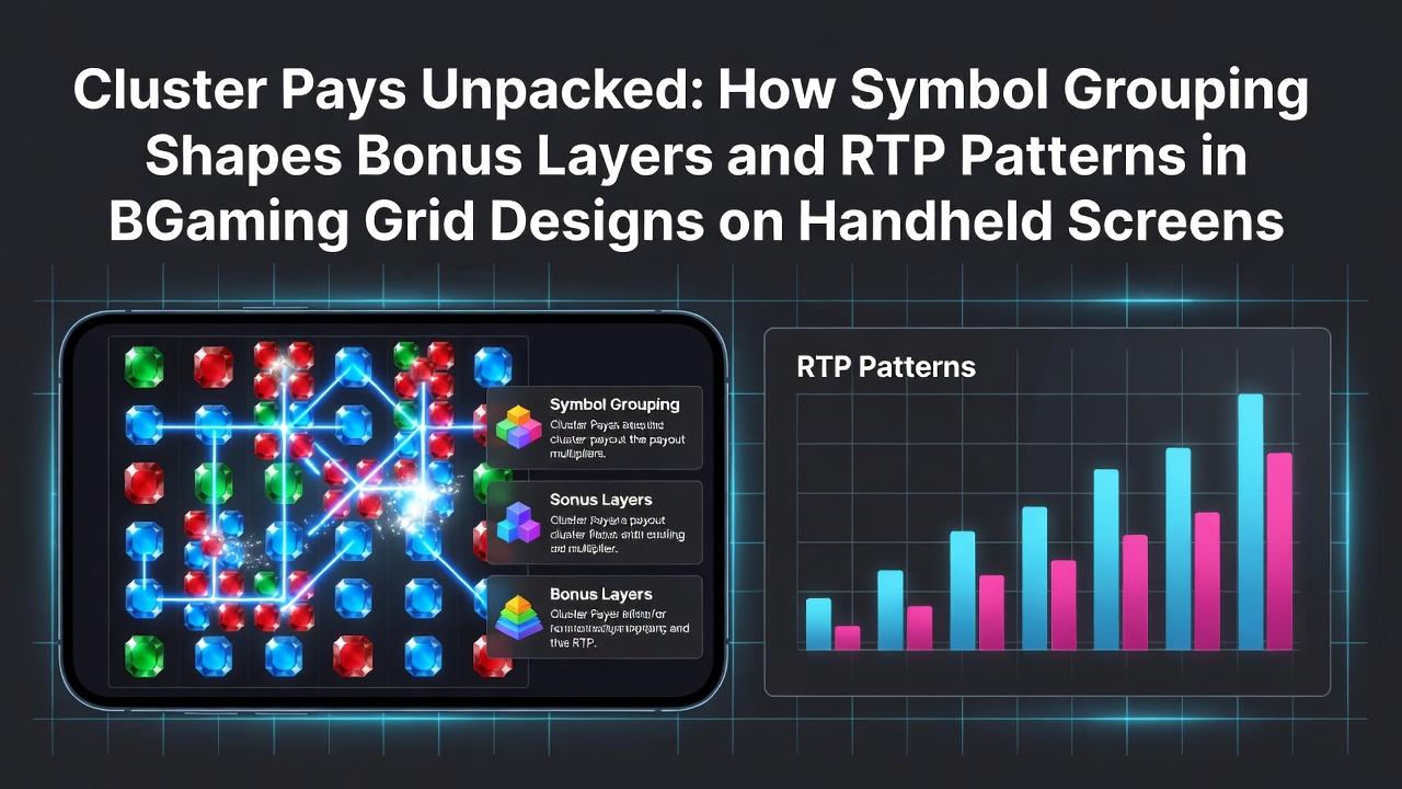 BGaming cluster pays grid layout on mobile screen showing symbol groupings and bonus triggers