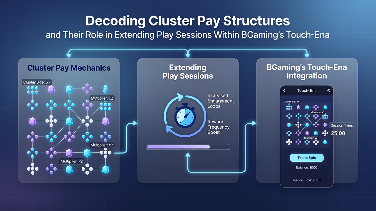 Close-up of cascading symbols in a BGaming cluster pay slot during a mobile session