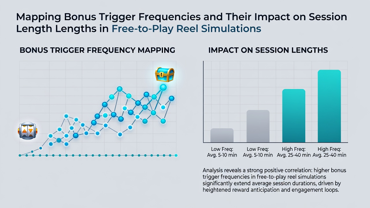 Detailed charts showing session length variations tied to different bonus trigger intervals in reel simulations