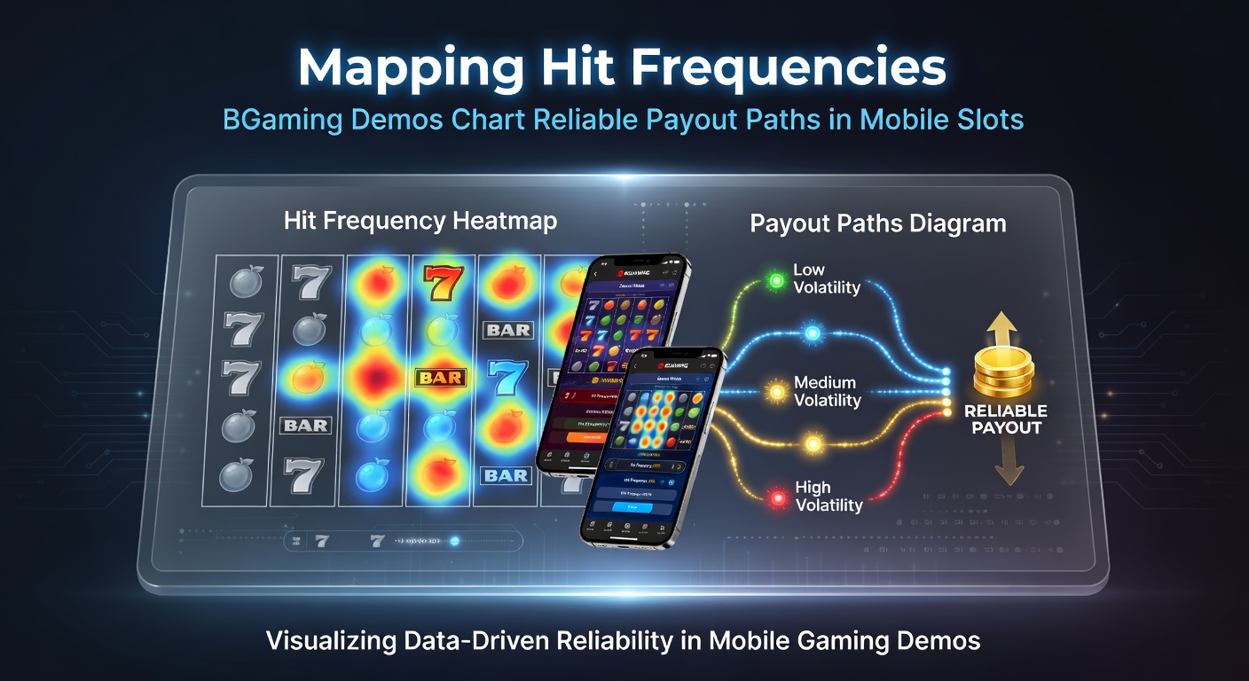 BGaming demo interface showing slot reels with hit frequency tracking overlay on a mobile screen