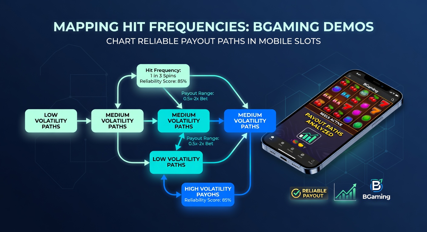 Close-up of a hit frequency graph from BGaming slot demo, plotting payout paths over 5000 spins on mobile