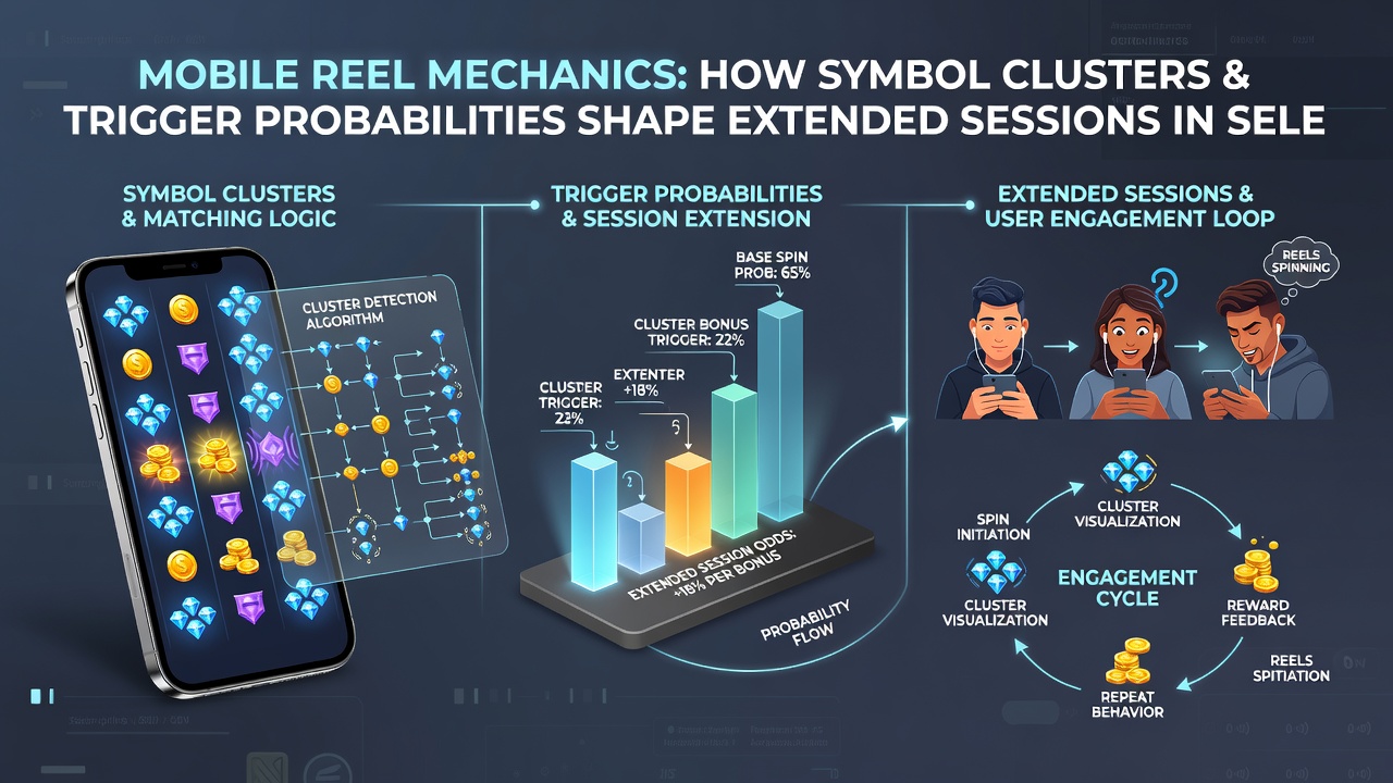 Close-up view of mobile screen showing probability indicators and cluster win calculations