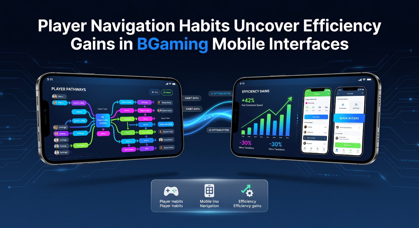 Heatmap visualization showing player navigation paths through BGaming mobile slot interfaces with efficiency metrics overlaid