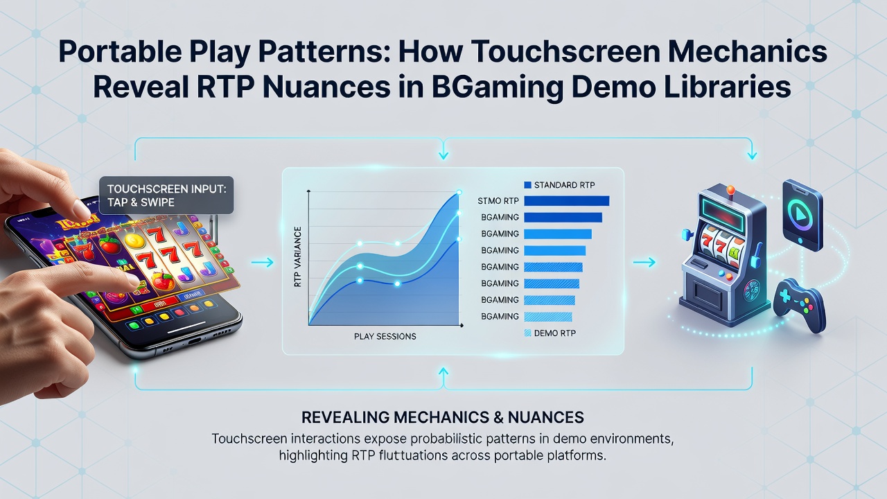 Side-by-side comparison of BGaming slot demo interfaces on different mobile devices illustrating gesture controls and RTP display panels