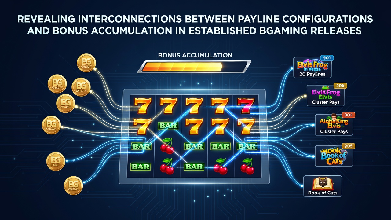 Diagram showing payline configurations across BGaming slot reels with highlighted bonus trigger paths
