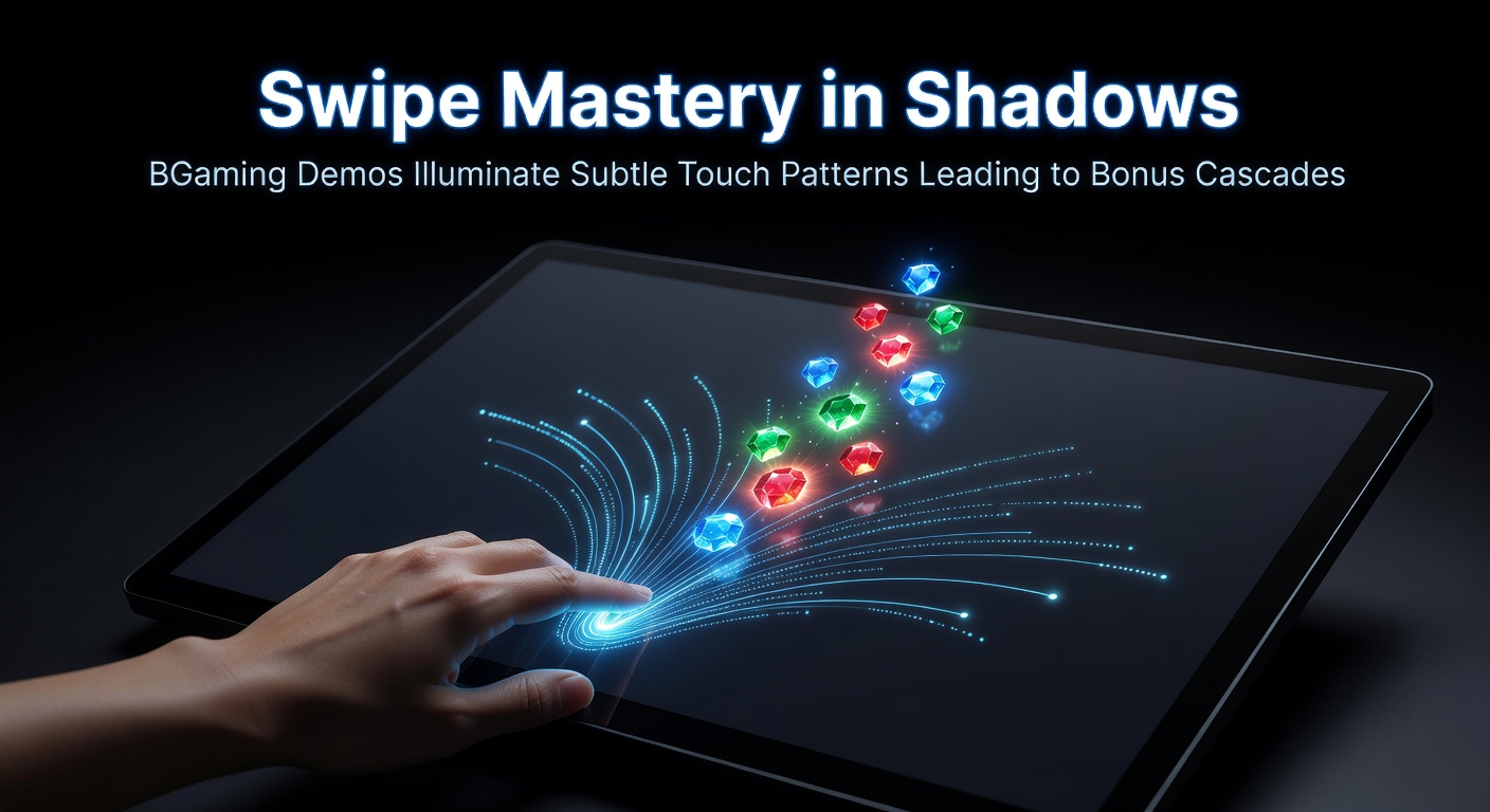 BGaming demo interface displaying subtle swipe gestures triggering cascading reels in a mobile slot