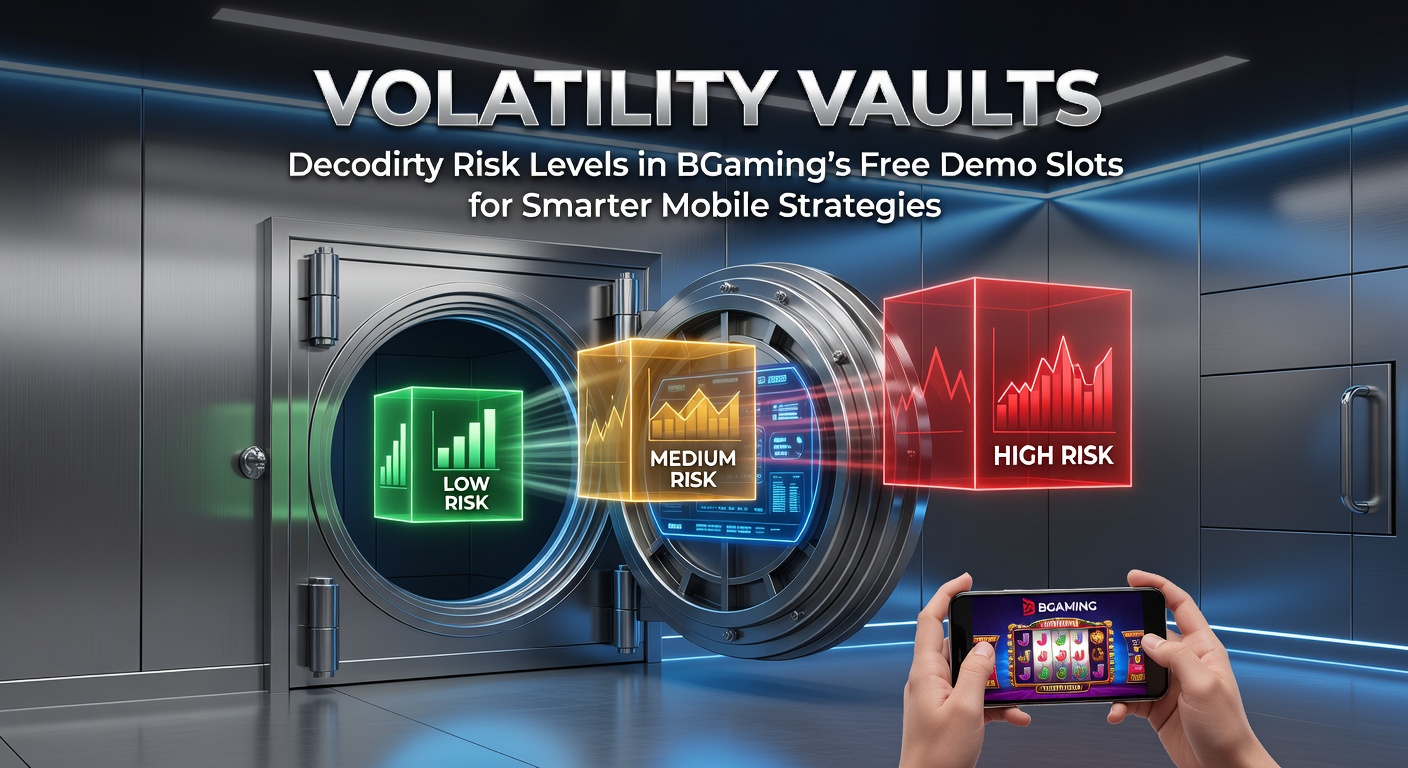BGaming demo slot interface on a mobile screen showing volatility indicators and spinning reels